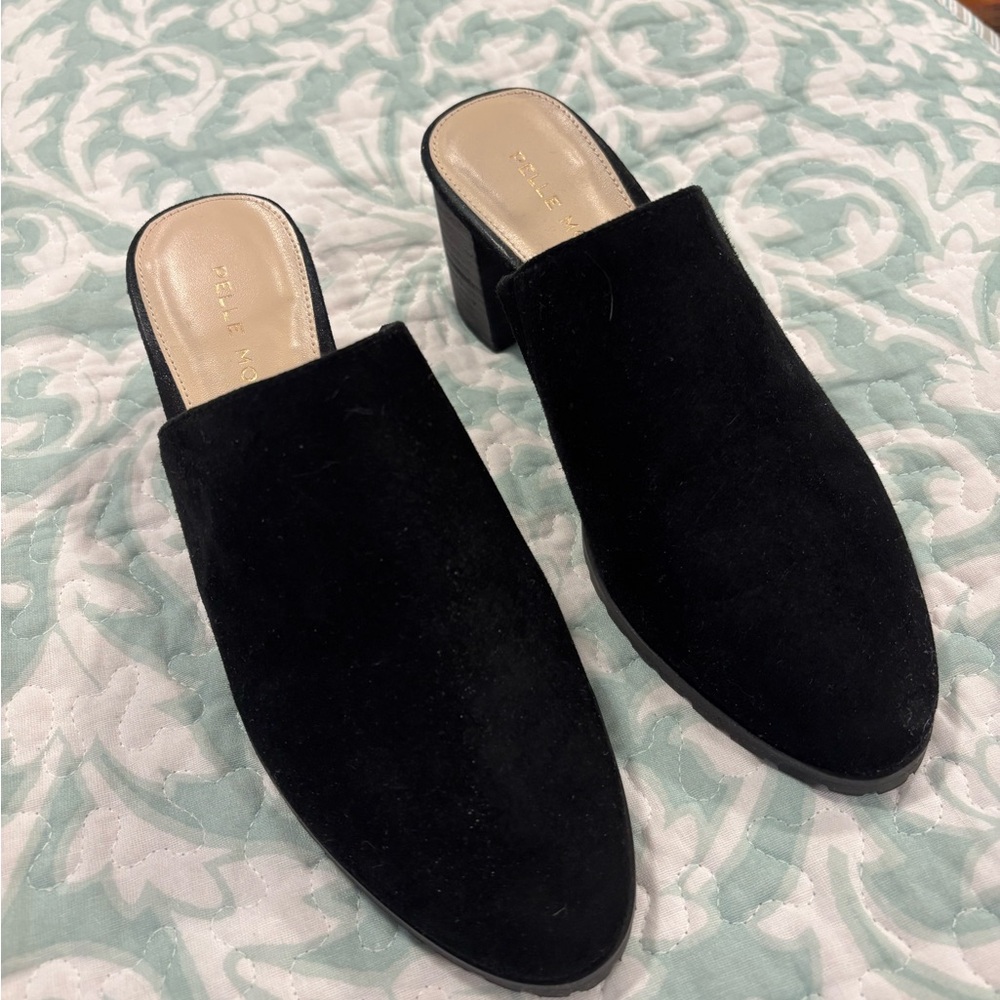 Pelle Moda Black Suede Mules